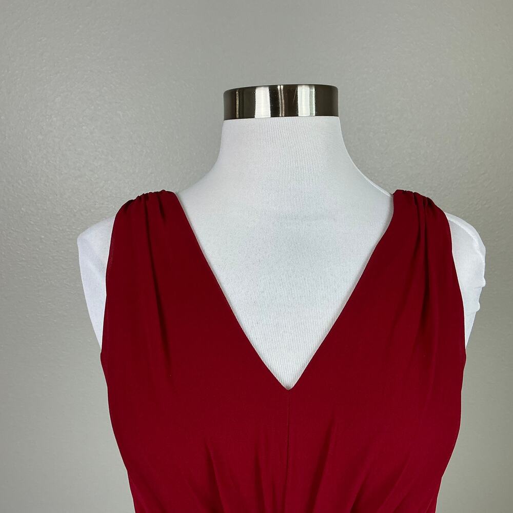 Ralph Lauren Embellished Chiffon Sleeveless A-Line Cocktail Dress Red Size 6P - Picture 7 of 12